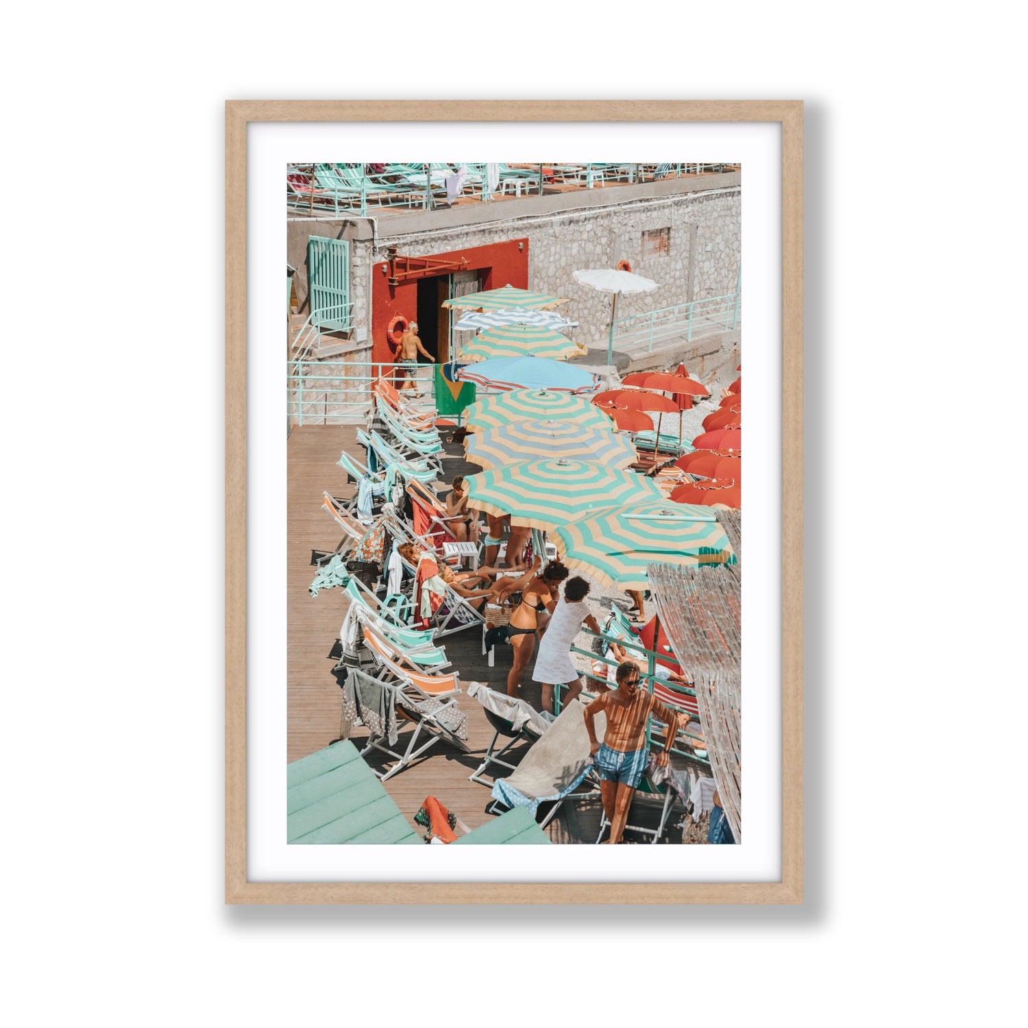 Colourful Canopy fine art print, Capri, Italy, Giant, Natural Oak Frame · Matboard, Fine Art Print