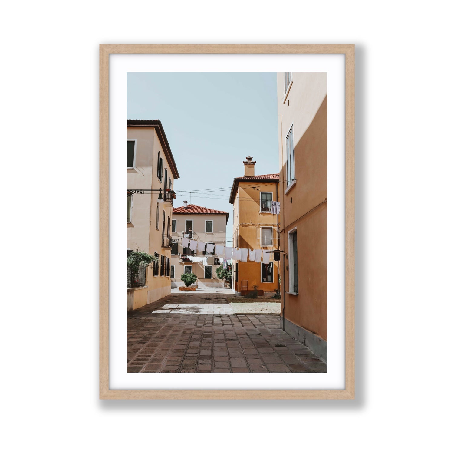 Terraferma Venice Italian wall art Giant fine art print in natural oak frame with matboard