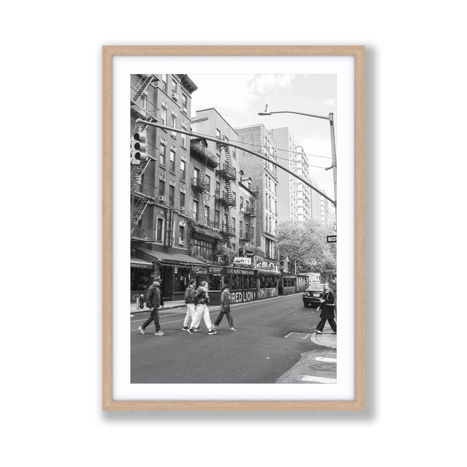 Spectral Streets New York NYC Black & White wall art Giant fine art print in natural oak frame with matboard
