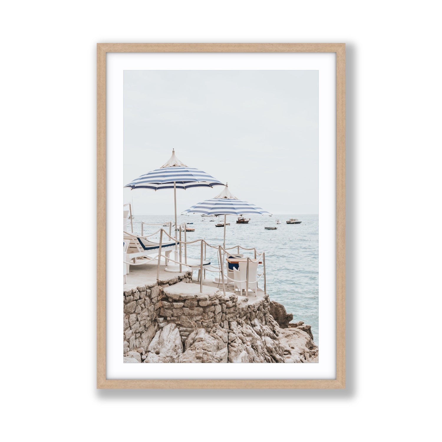 La Scogliera fine art print, Positano, Italy, Giant, Natural Oak Frame · Matboard, Fine Art Print
