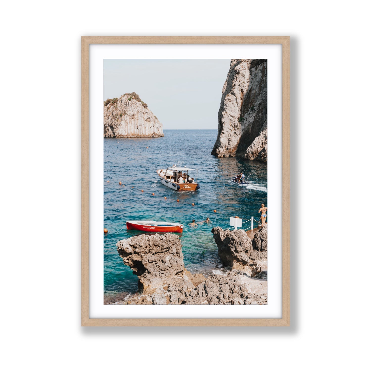 Set Sail fine art print, Capri, Italy, Giant, Natural Oak Frame · Matboard, Fine Art Print