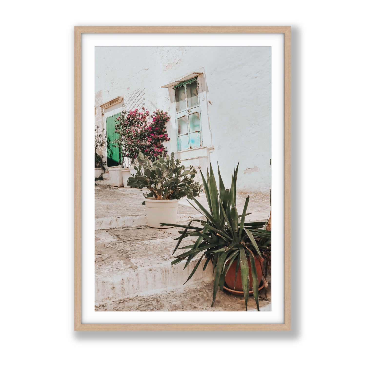 Giardino Segreto Puglia Ostuni wall art Gallery fine art print in natural oak frame with matboard
