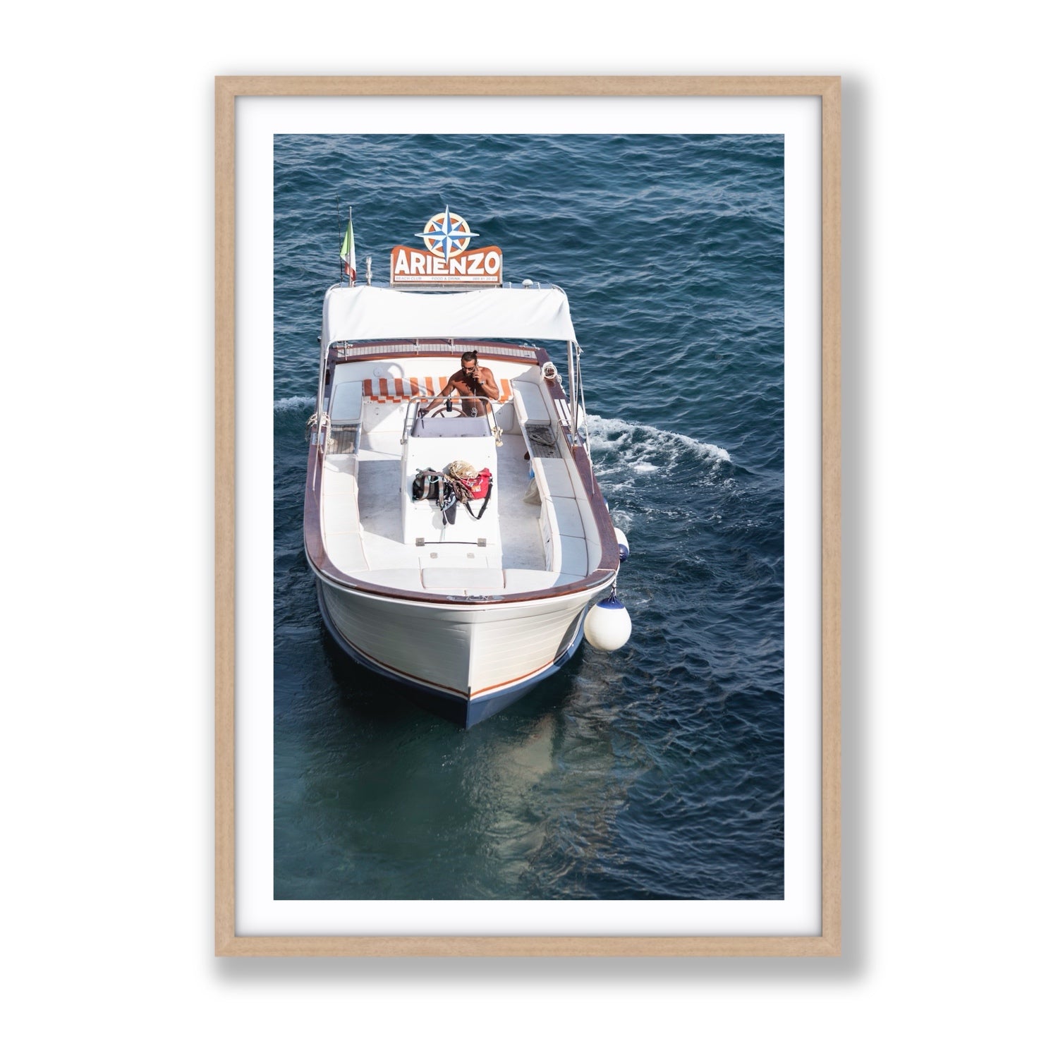 Pilota di Motoscafo fine art print, Positano, Italy, Gallery, Natural Oak Frame · Matboard, Fine Art Print