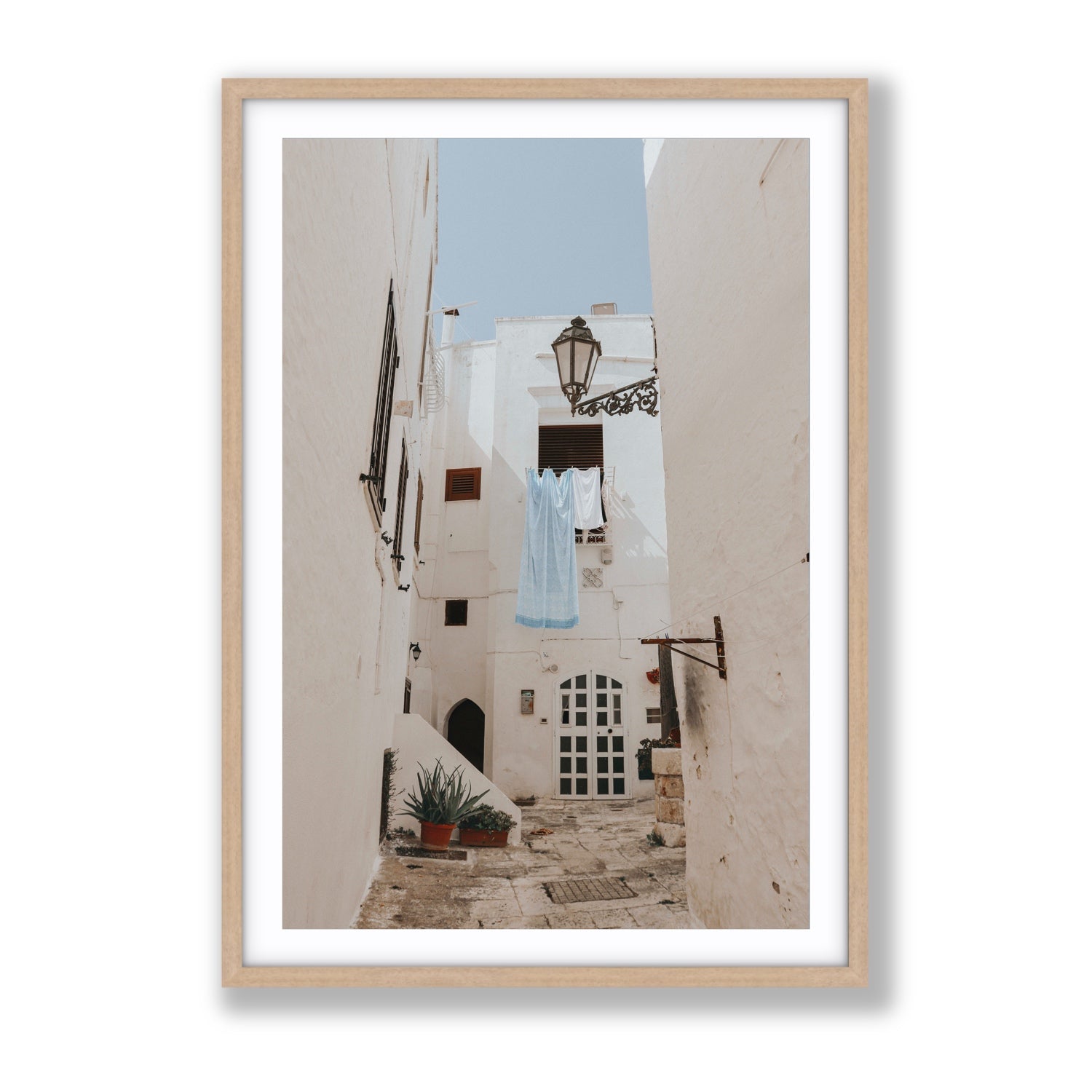 Laundry Day fine art print, Puglia, Italy, Gallery, Natural Oak Frame · Matboard, Fine Art Print