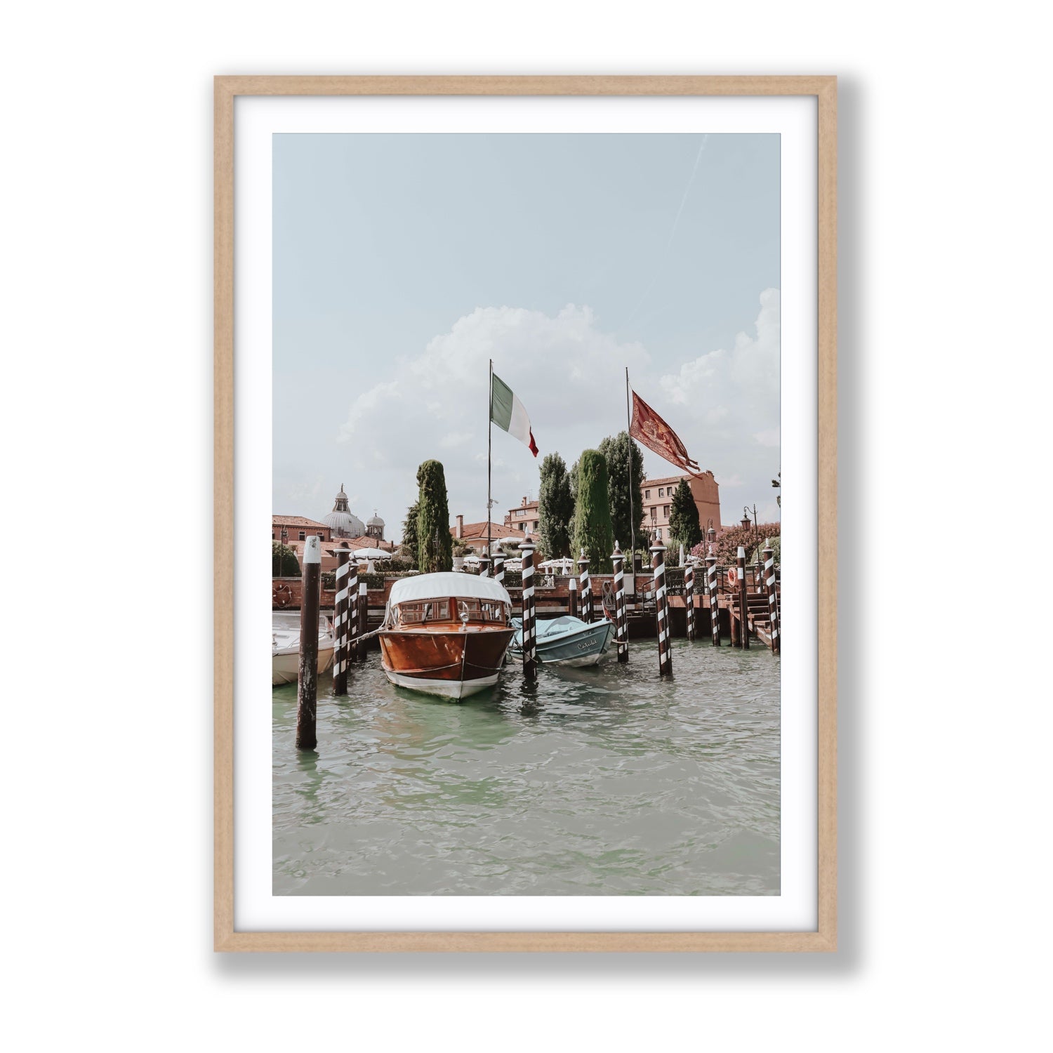 Cipriani Venice wall art Gallery fine art print in natural oak frame with matboard