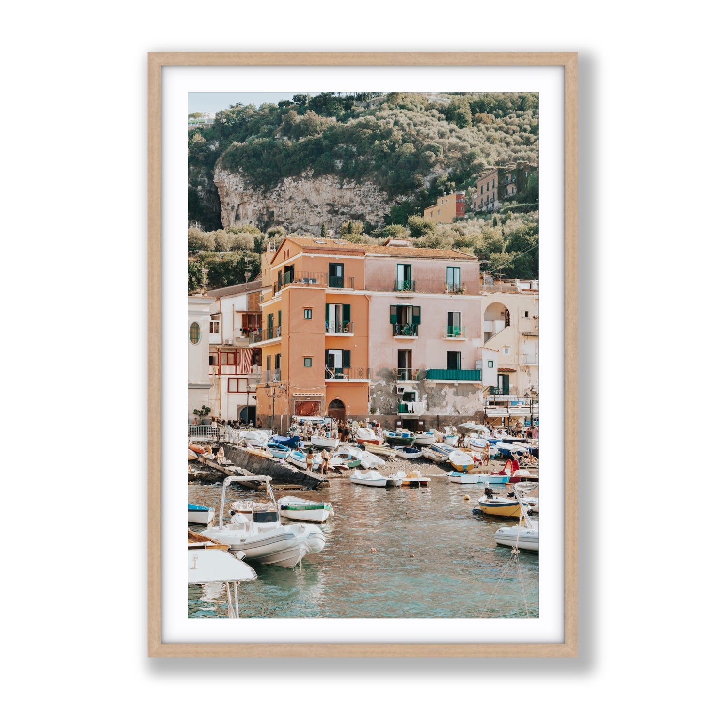 Boatyard Bliss fine art print, Sorrento, Italy, Gallery, Natural Oak Frame · Matboard, Fine Art Print