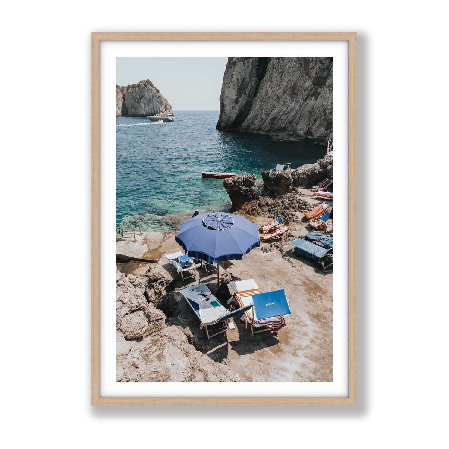 Lonely Loungers fine art print, Capri, Italy, Gallery, Natural Oak Frame · Matboard, Fine Art Print