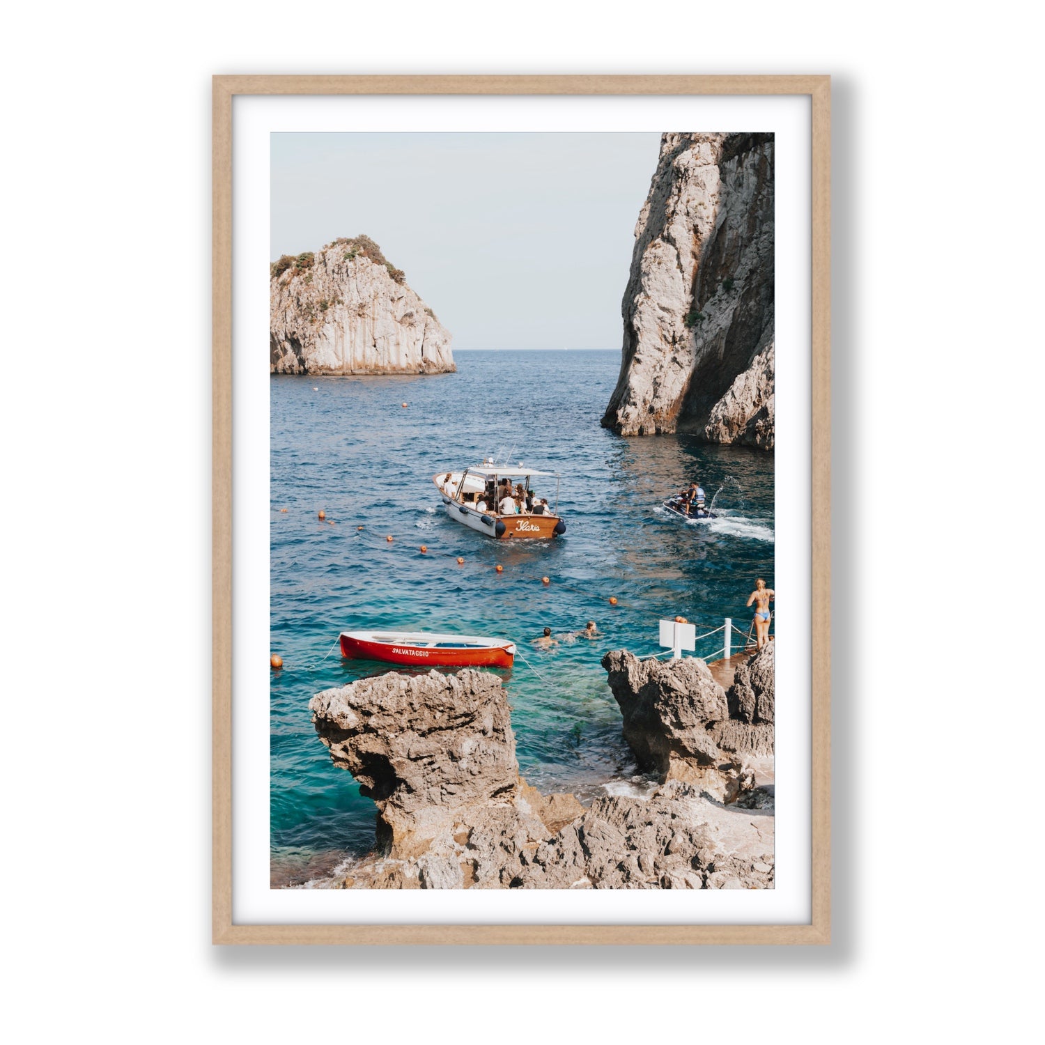 Set Sail fine art print, Capri, Italy, Gallery, Natural Oak Frame · Matboard, Fine Art Print