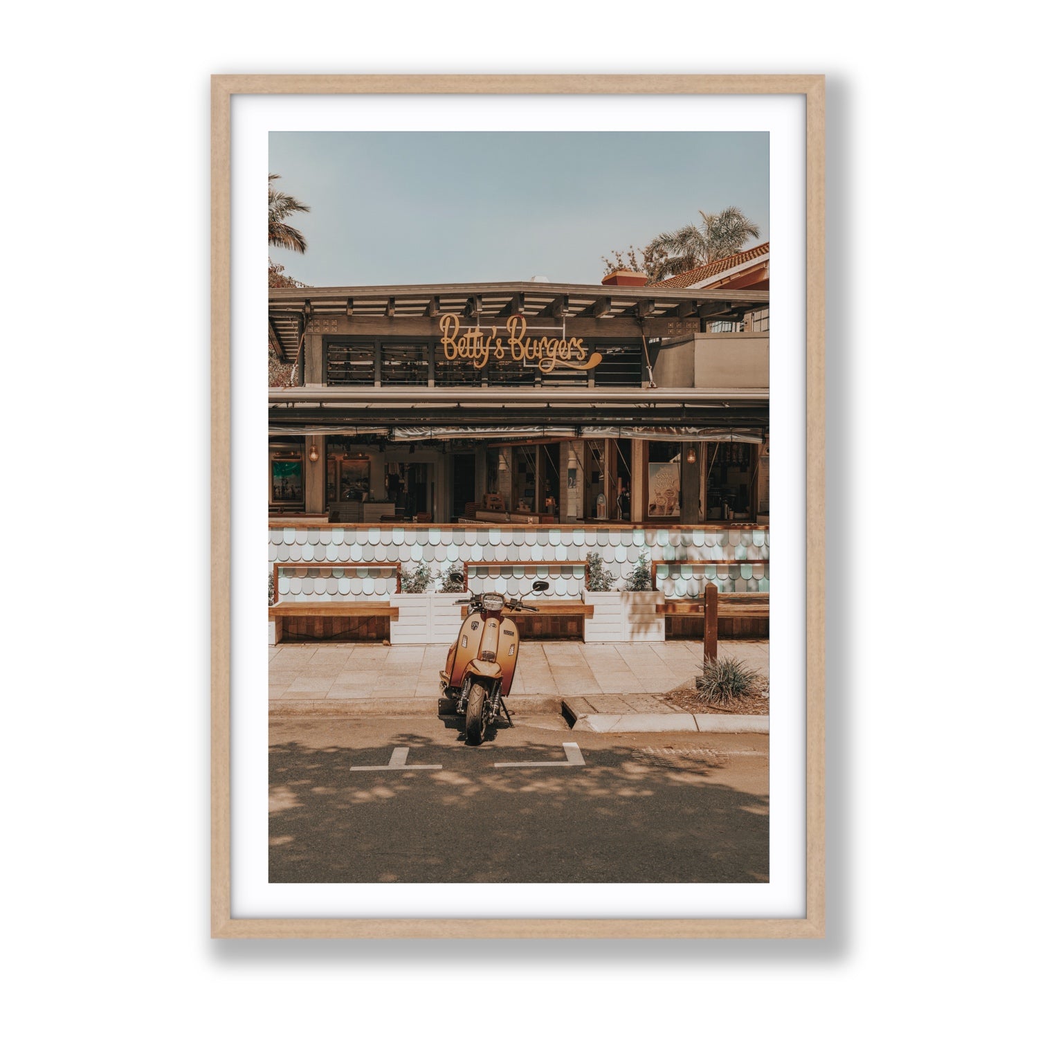 Noosa Nostalgia fine art print, Noosa, Australia, coastal scenes artwork, Gallery, Natural Oak Frame · Matboard, Fine Art Print