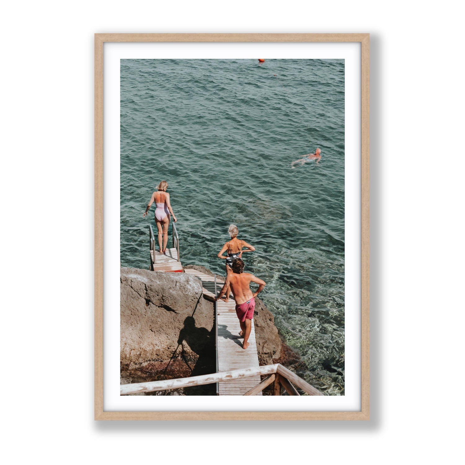 Freewheeling Spirit Tuscany coastal Italian wall art Gallery fine art print in natural oak frame with matboard