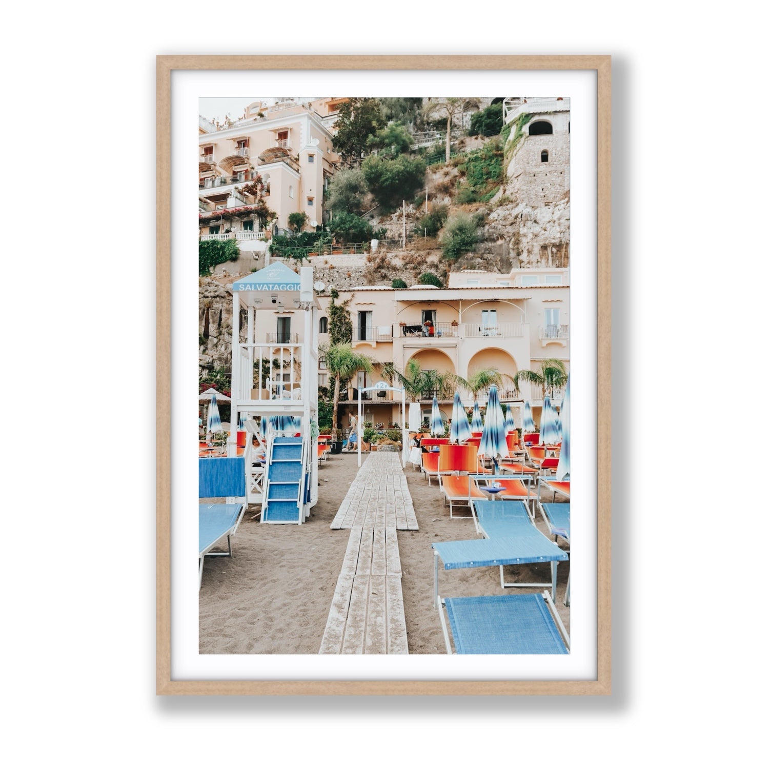 Torre Di Salvataggio fine art print, Positano, Italy, Gallery, Natural Oak Frame · Matboard, Fine Art Print