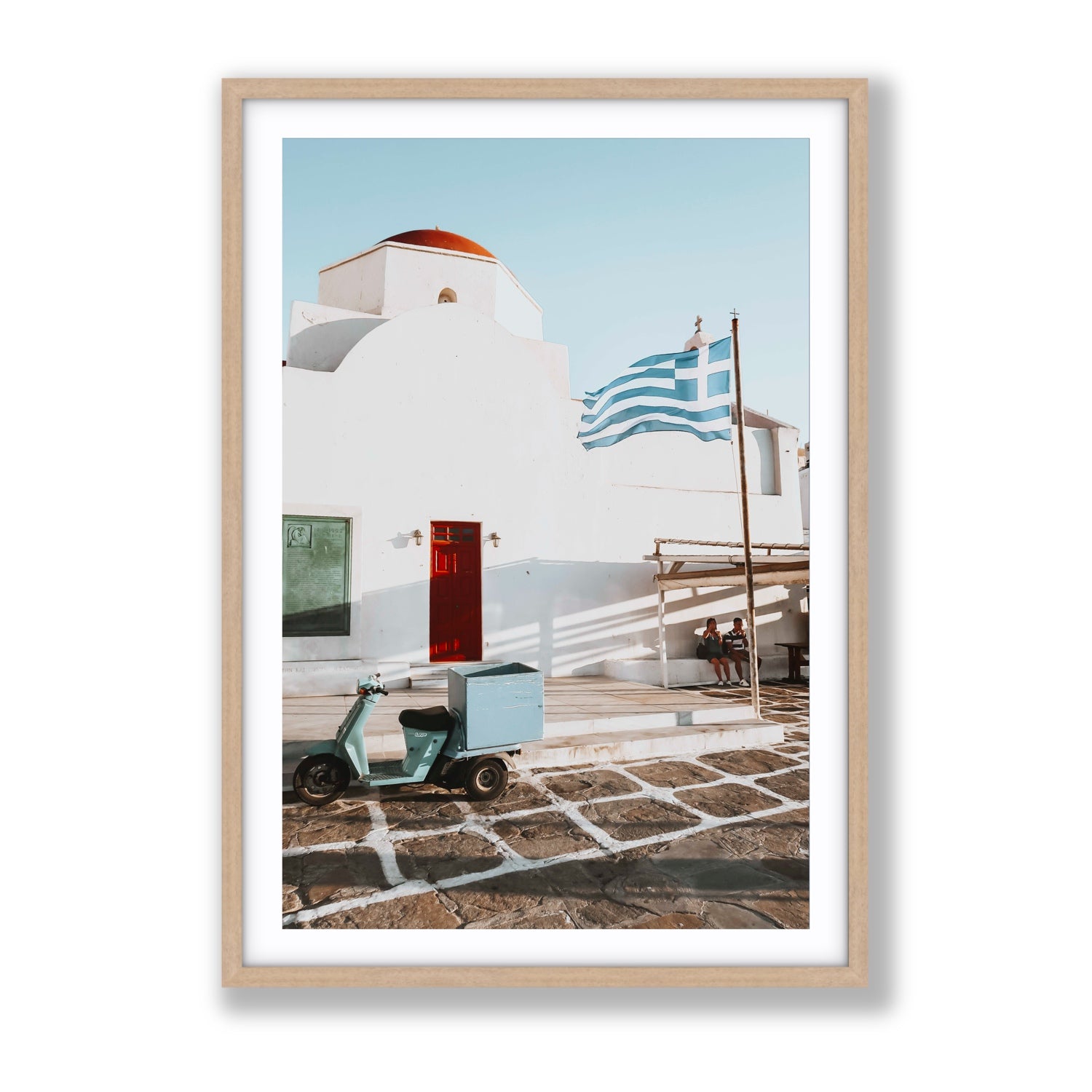 Mykonos Postcard fine art print, Mykonos, Greece, Gallery, Natural Oak Frame · Matboard, Fine Art Print