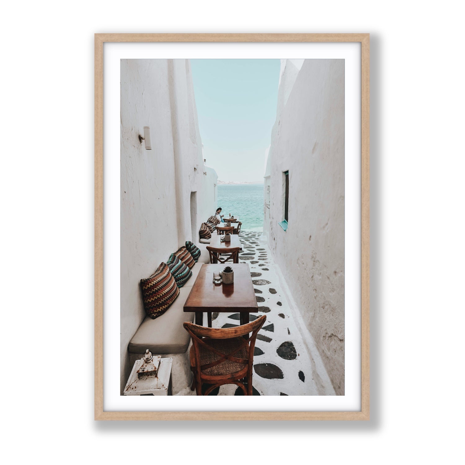 Trip Down Memory Lane fine art print, Mykonos, Greece, Gallery, Natural Oak Frame · Matboard, Fine Art Print