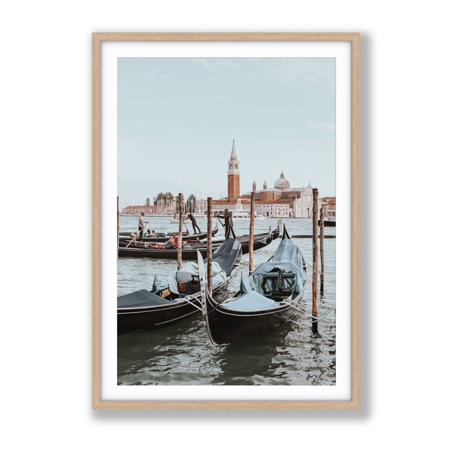 Italian Commute Venice Italian Mediterranean decor wall art Gallery fine art print in natural oak frame with matboard