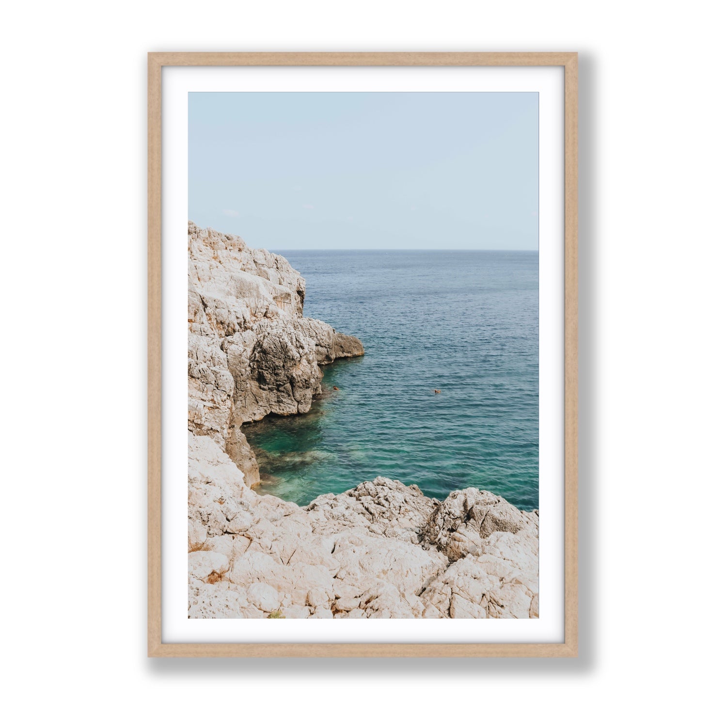 Healing Immersion Puglia Wall Mediterranean fine art print Gallery fine art print in natural oak frame with matboard
