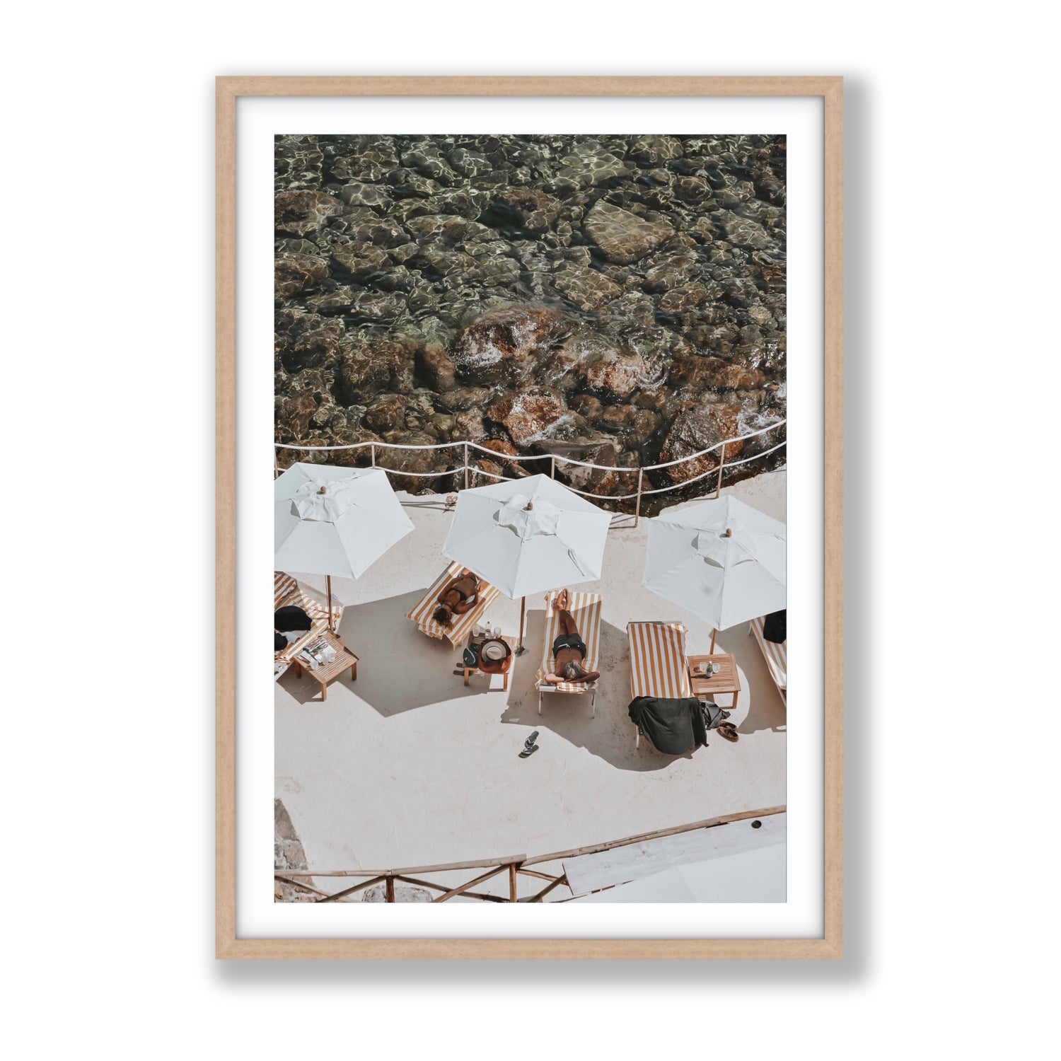 When Harry Met Sally Tuscany coastal wall art Gallery fine art print in natural oak frame with matboard