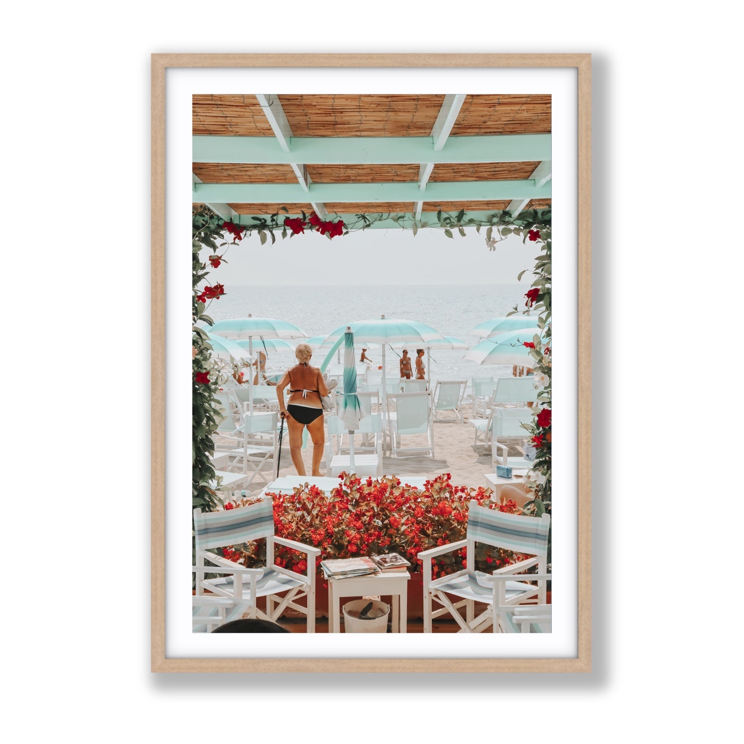 Nonna's Italian Escape Alassio Italian wall art Gallery fine art print in natural oak frame with matboard