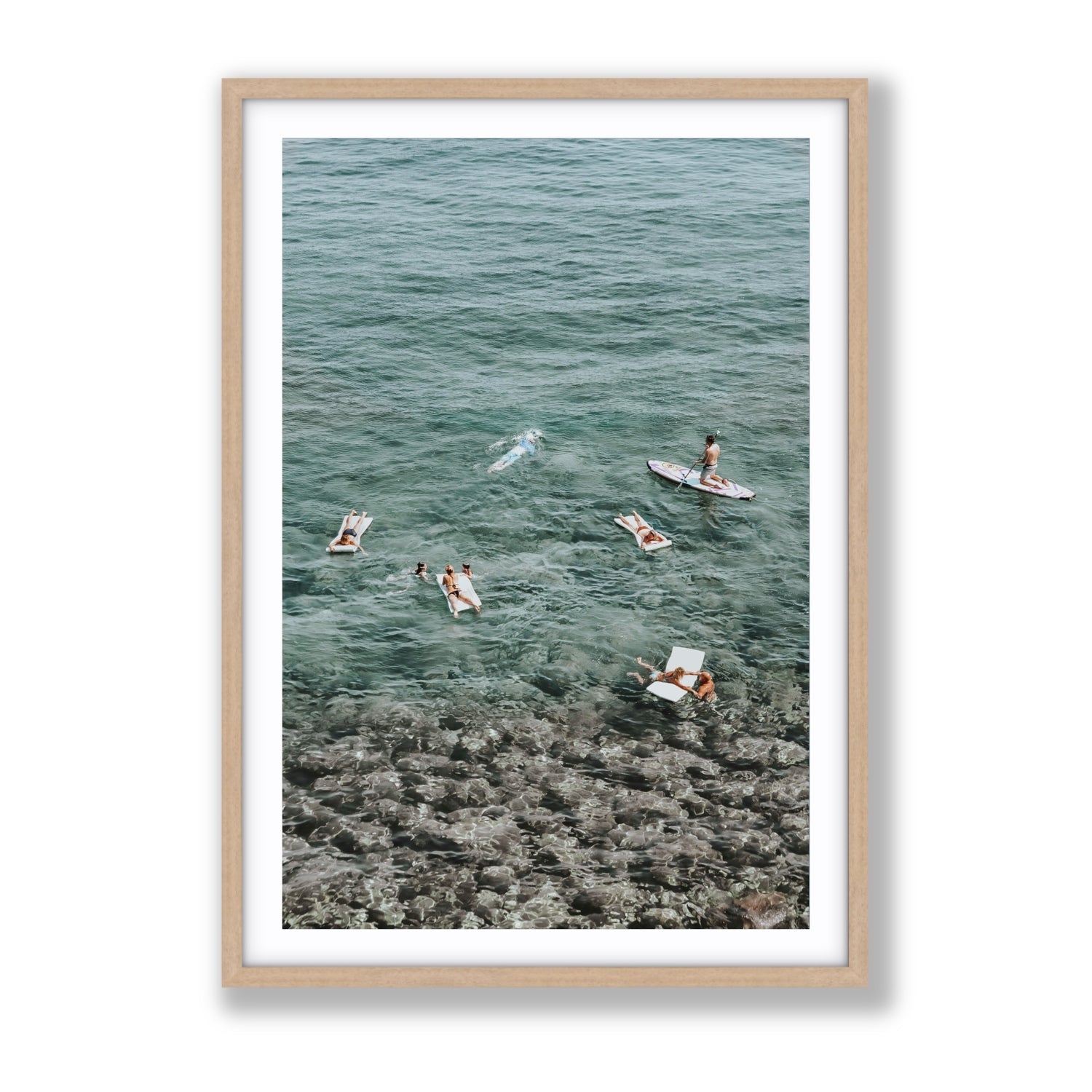 The Big Chill Tuscany coastal Italian wall art Gallery fine art print in natural oak frame with matboard