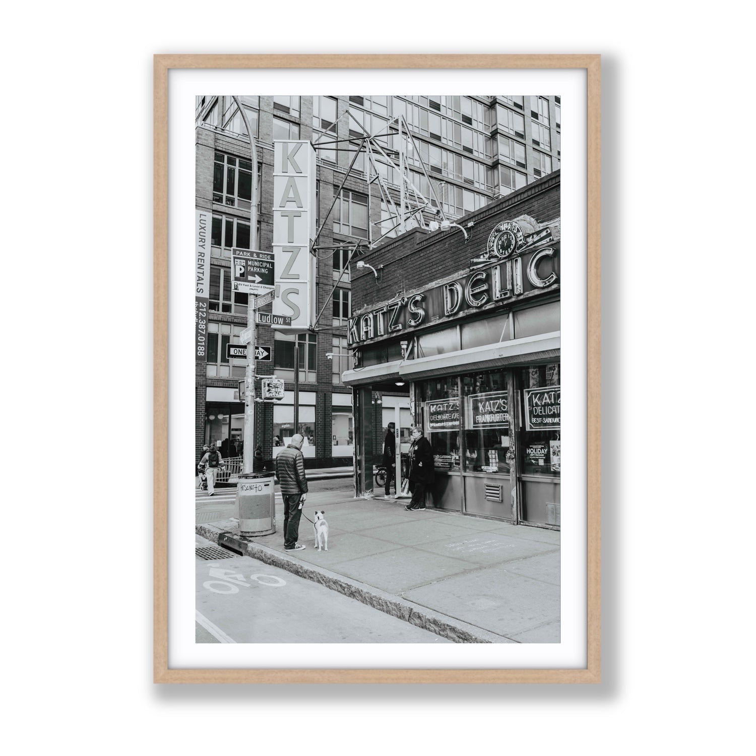 Graphite Gotham New York NYC Black & White wall art Gallery fine art print in natural oak frame with matboard