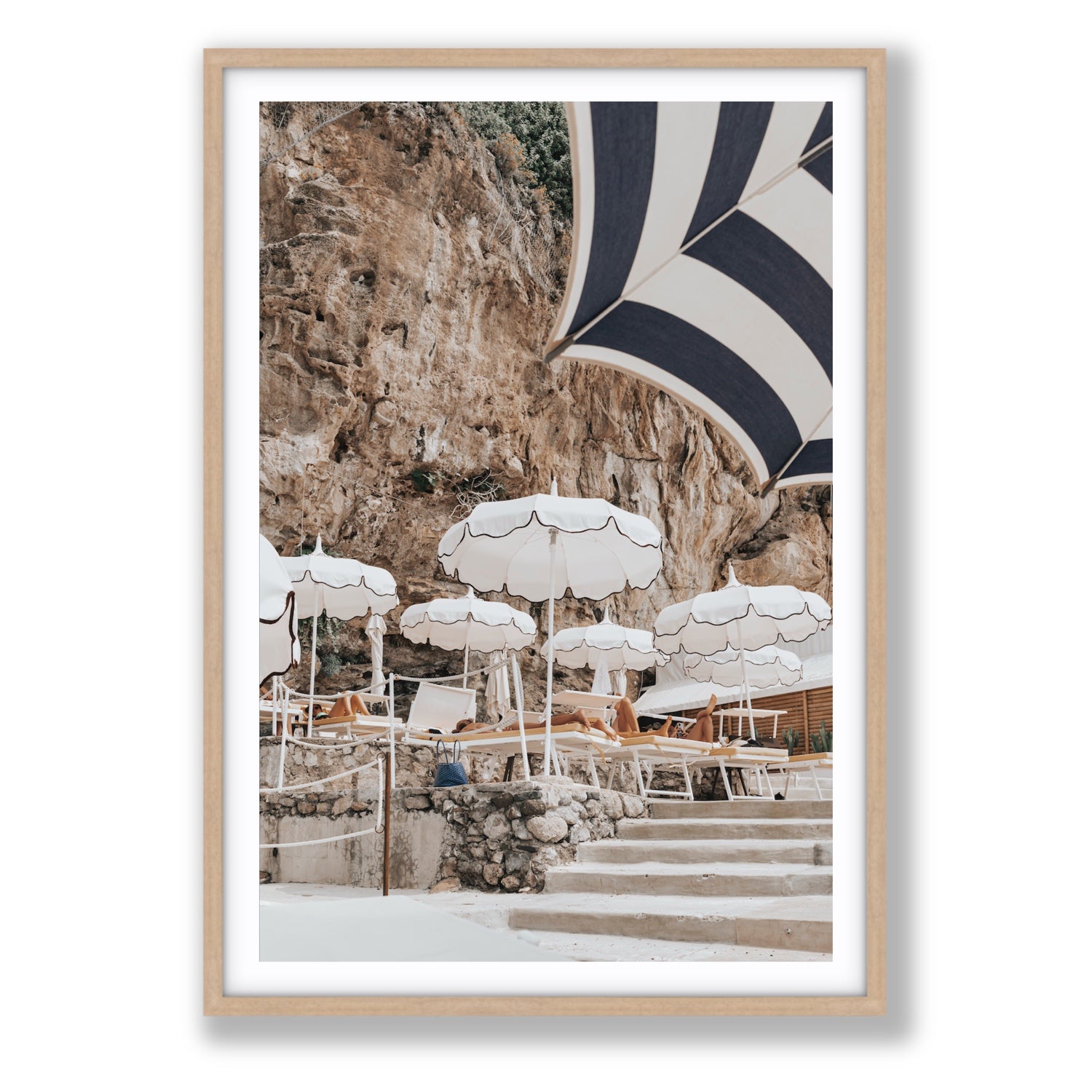Rocky Refuge fine art print, Positano, Italy, Statement, Natural Oak Frame · Matboard, Fine Art Print