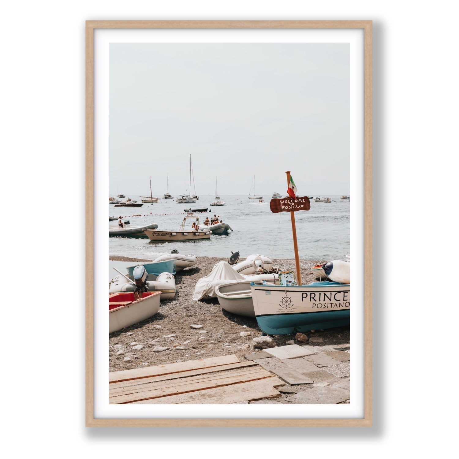 Coming Home fine art print, Positano, Italy, Statement, Natural Oak Frame · Matboard, Fine Art Print