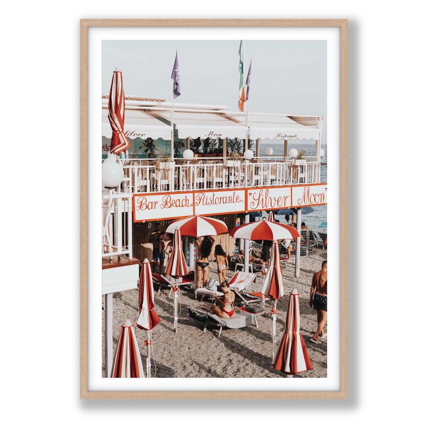 Vintage Amalfi Amalfi Mediterranean wall art Statement fine art print in natural oak frame with matboard
