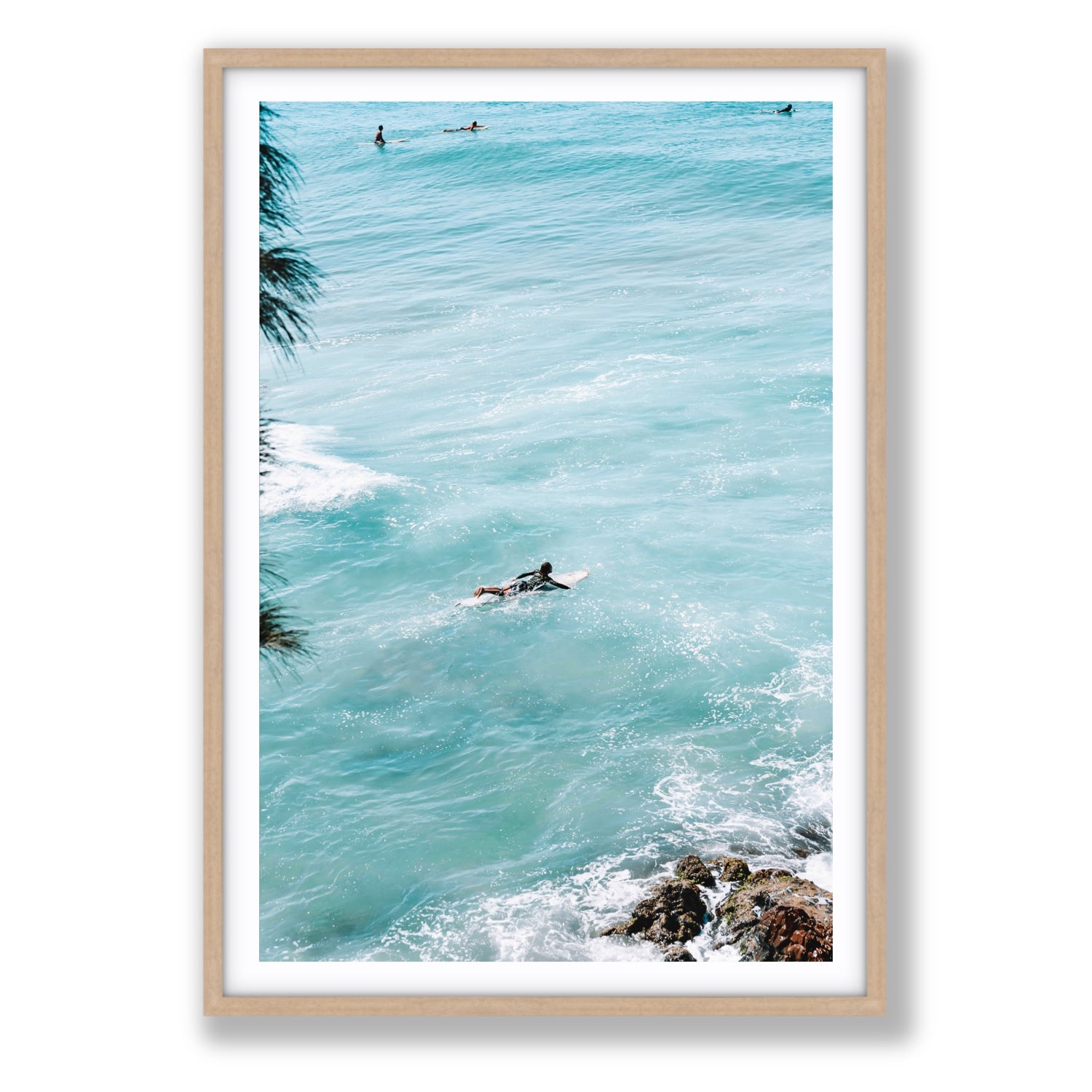 Blue Crush fine art print, Byron Bay, Australia, Statement, Natural Oak Frame · Matboard, Fine Art Print