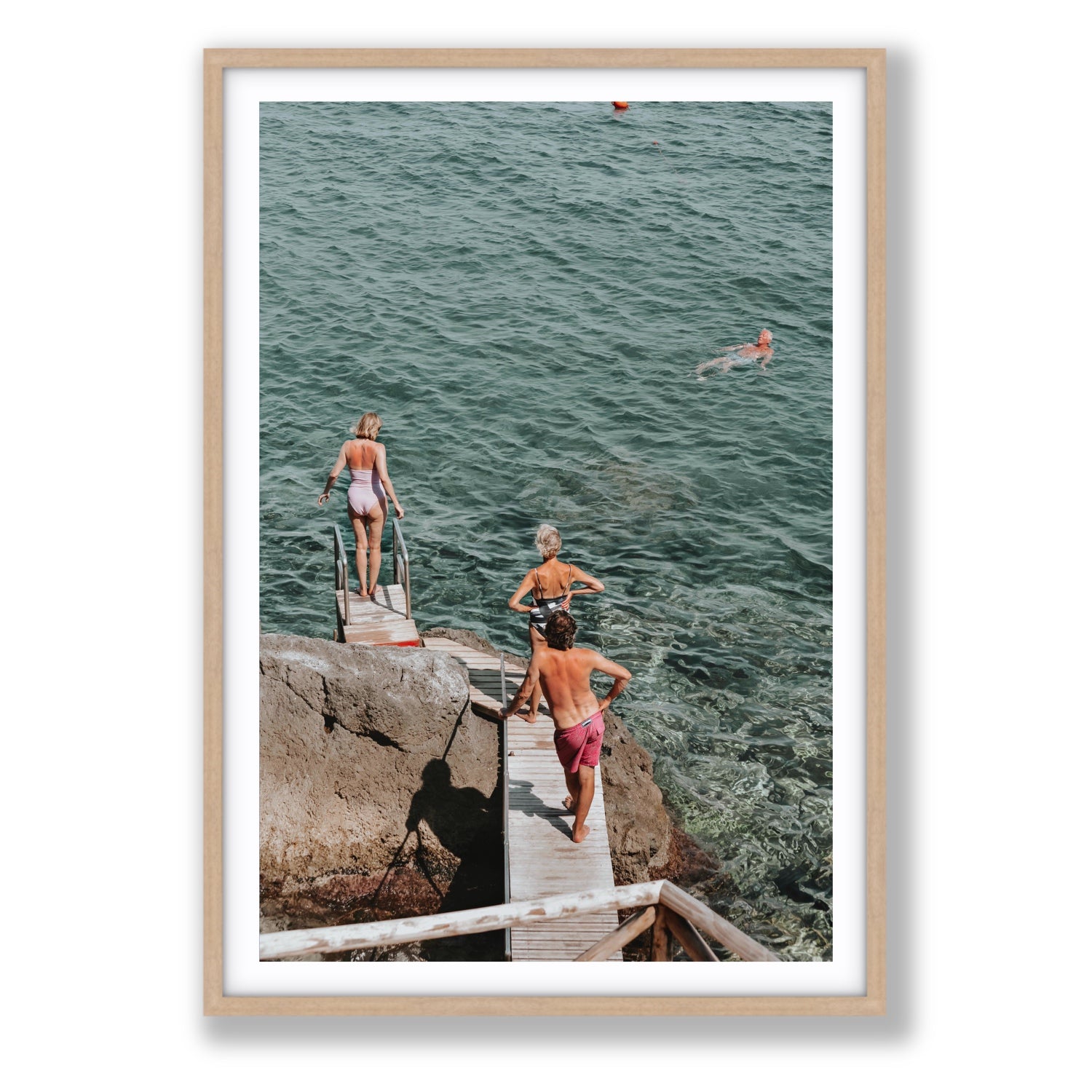 Freewheeling Spirit Tuscany coastal Italian wall art Statement fine art print in natural oak frame with matboard