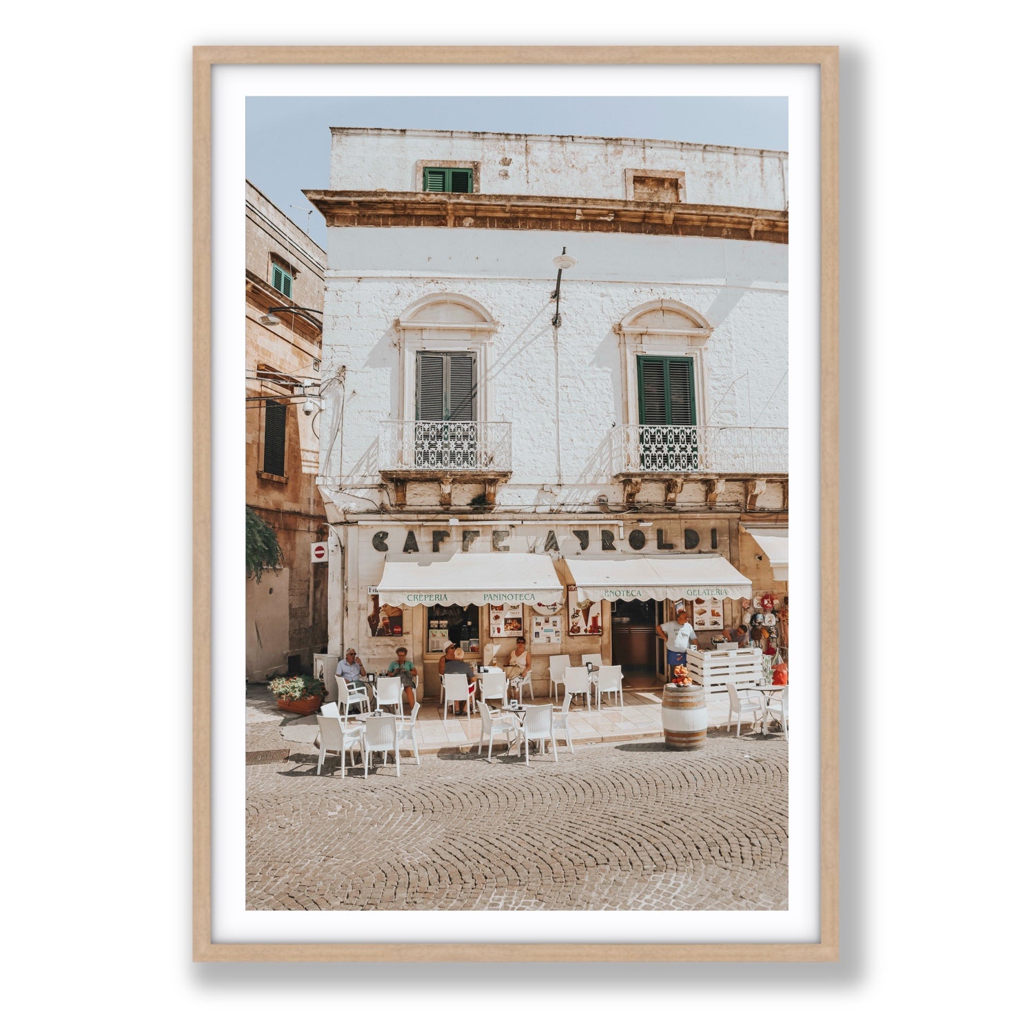 L'Ora di Pranzo Puglia L’Ora di Pranzo Italian art print Statement fine art print in natural oak frame with matboard