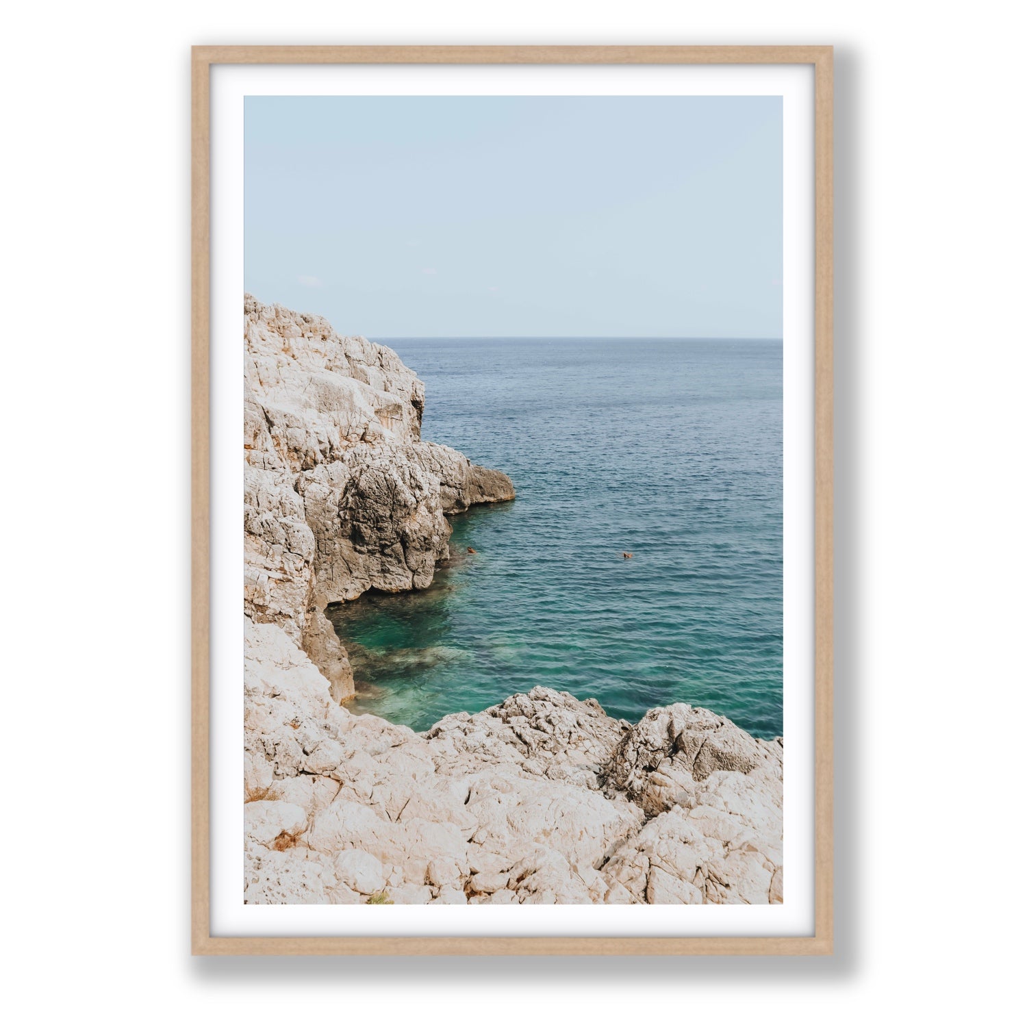 Healing Immersion Puglia Wall Mediterranean fine art print Statement fine art print in natural oak frame with matboard