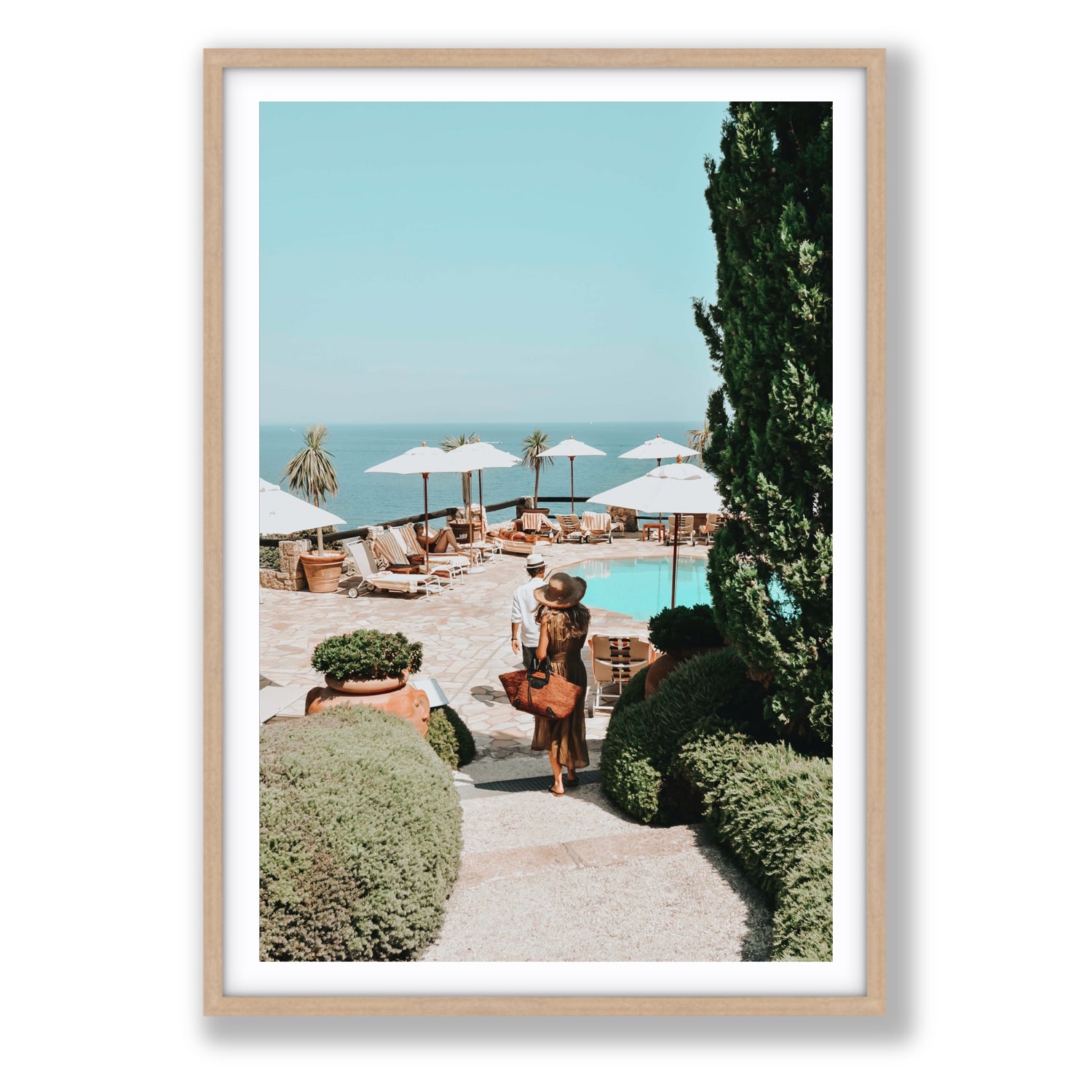 The World Is Your Catwalk Tuscany coastal wall art Statement fine art print in natural oak frame with matboard