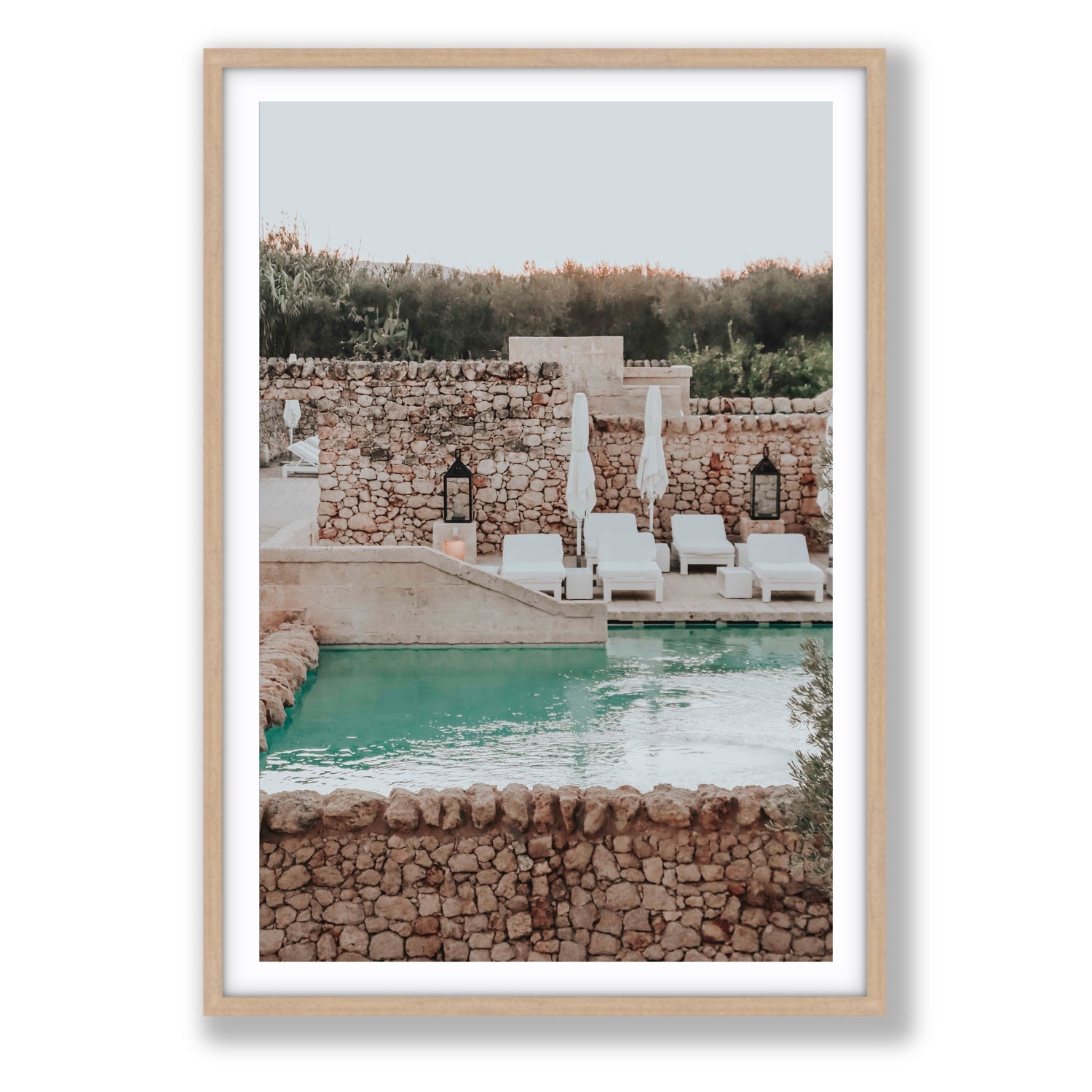 Stone Refuge fine art print, Puglia, Italy, Statement, Natural Oak Frame · Matboard, Fine Art Print