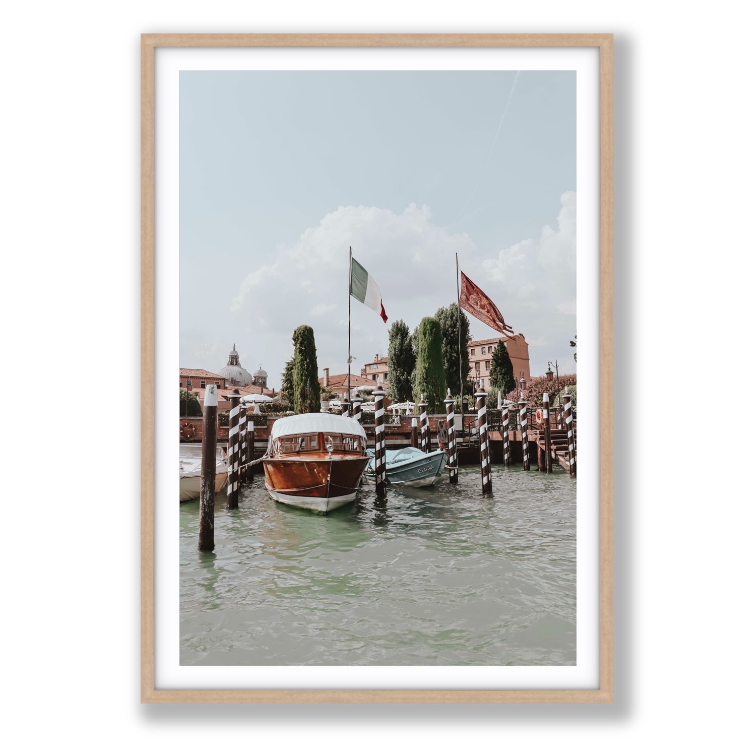 Cipriani Venice wall art Statement fine art print in natural oak frame with matboard