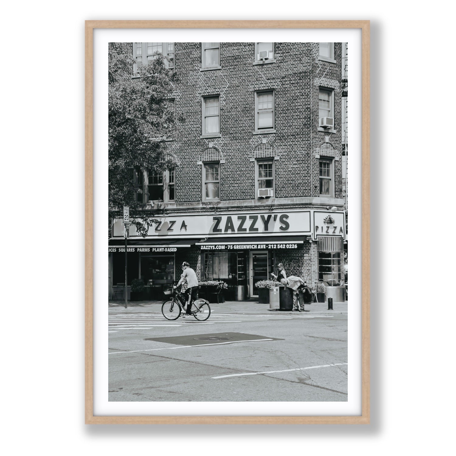 Zazzy's New York NYC Black & White wall art Statement fine art print in natural oak frame with matboard