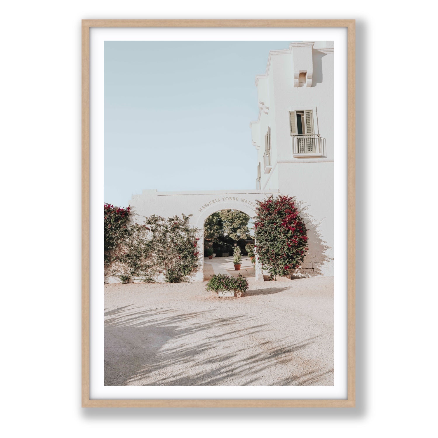 Villa Retreat fine art print, Puglia, Italy, Statement, Natural Oak Frame · Matboard, Fine Art Print