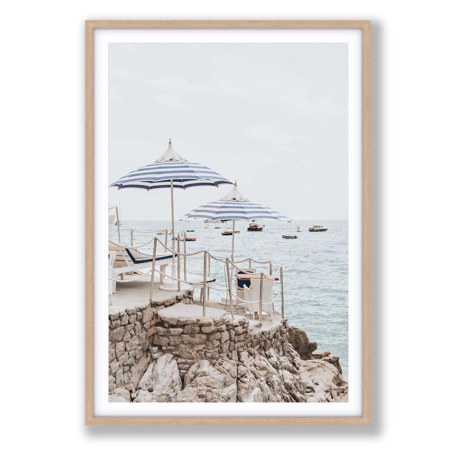 La Scogliera fine art print, Positano, Italy, Statement, Natural Oak Frame · Matboard, Fine Art Print