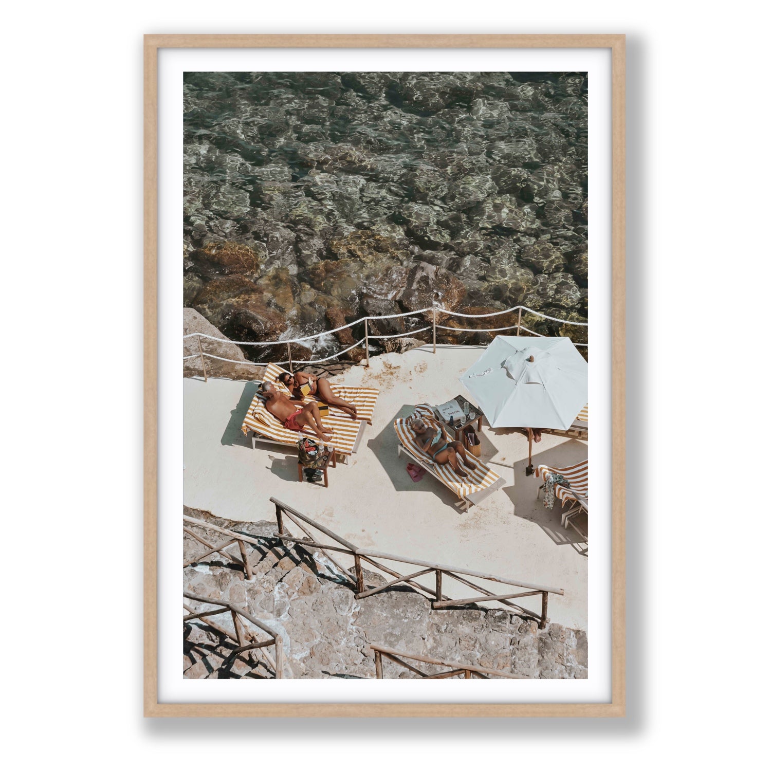 Lounge Lizards Tuscany Italian decor wall art Statement fine art print in natural oak frame with matboard