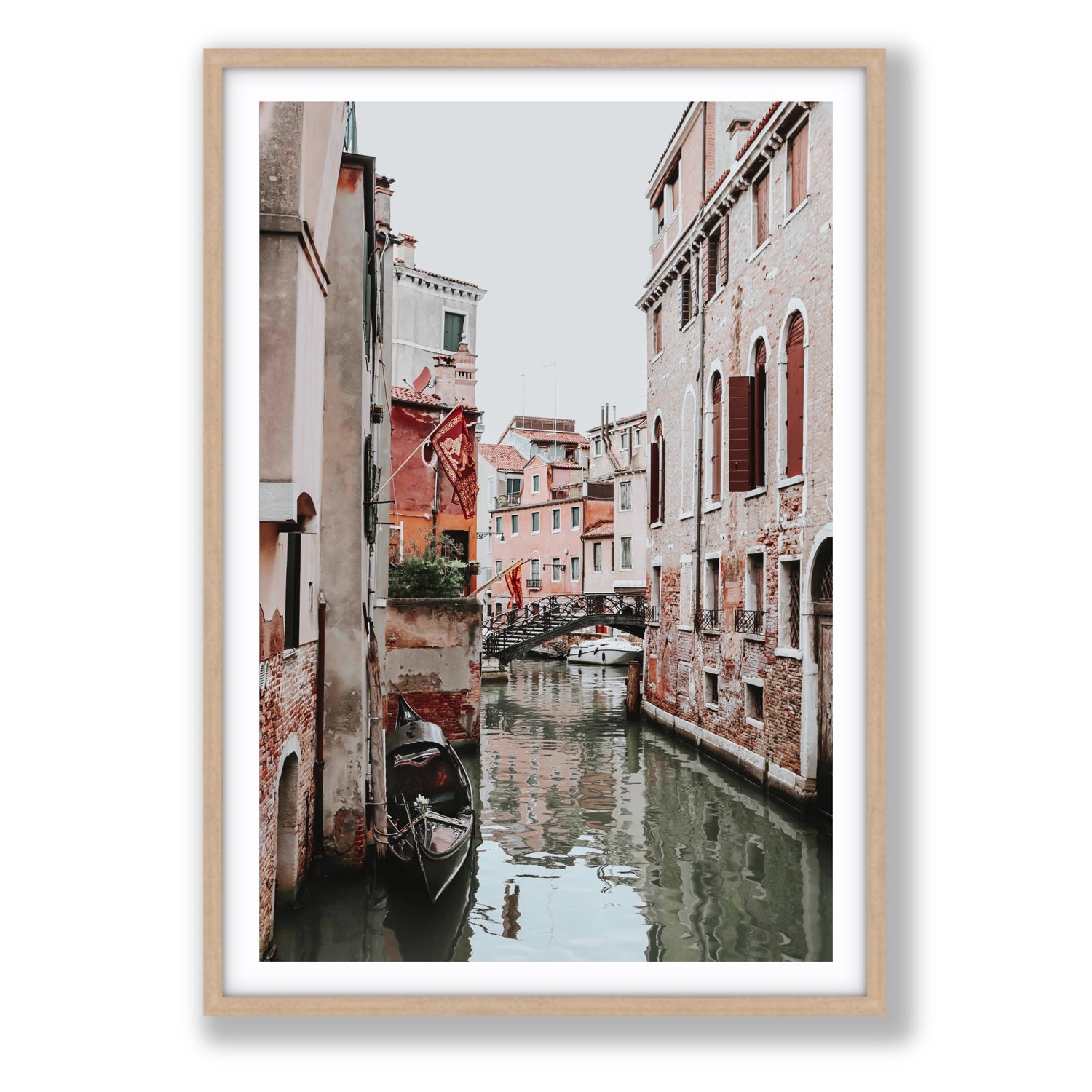 Laguna Veneta Venice Italian wall art Statement fine art print in natural oak frame with matboard