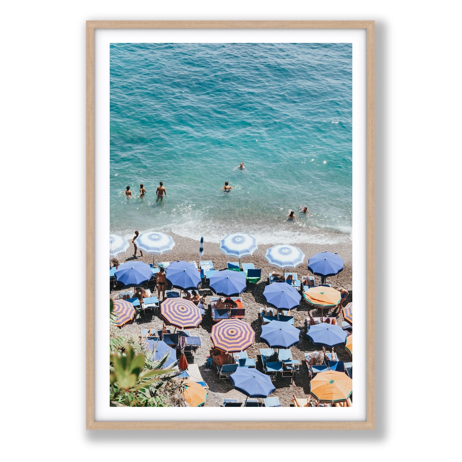Paradise Beach fine art print, Positano, Italy, Statement, Natural Oak Frame · Matboard, Fine Art Print