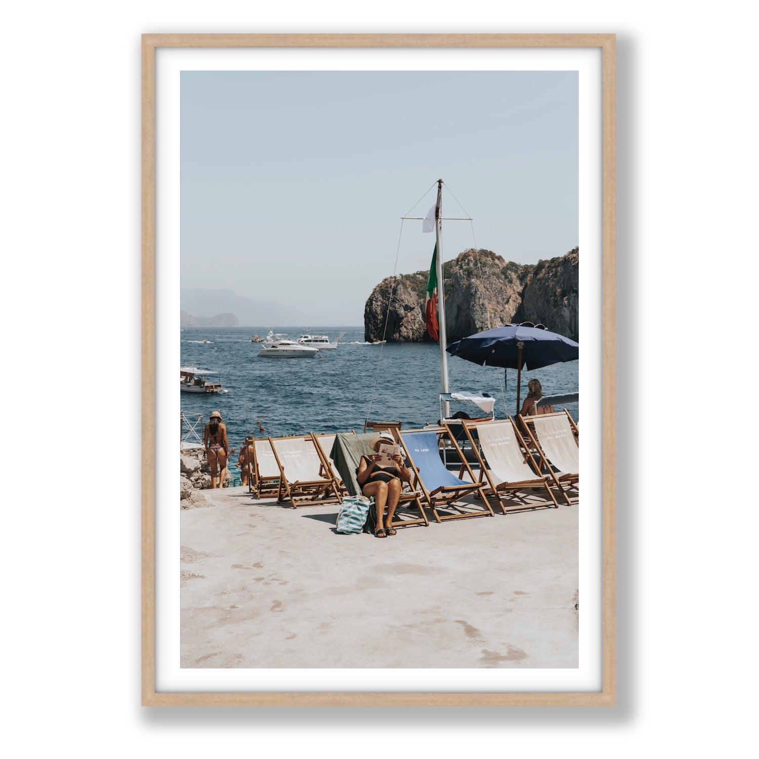 Vintage Sun Goddess fine art print, Capri, Italy, Statement, Natural Oak Frame · Matboard, Fine Art Print