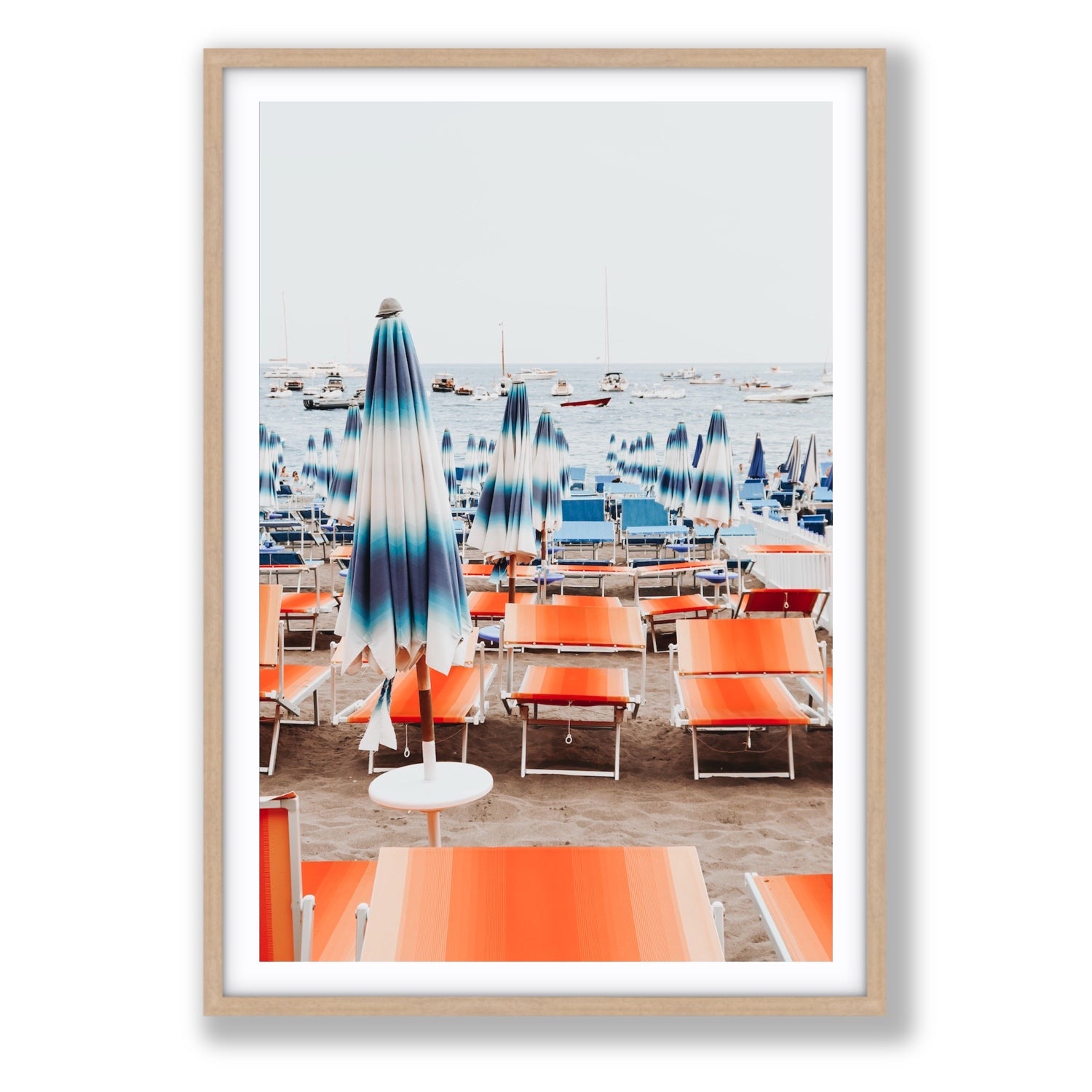 Orange Crush fine art print, Positano, Italy, Statement, Natural Oak Frame · Matboard, Fine Art Print