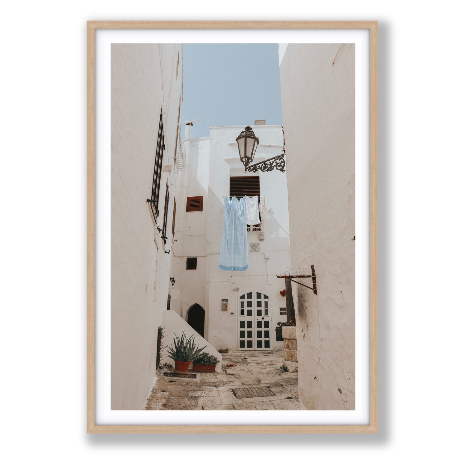 Laundry Day fine art print, Puglia, Italy, Statement, Natural Oak Frame · Matboard, Fine Art Print