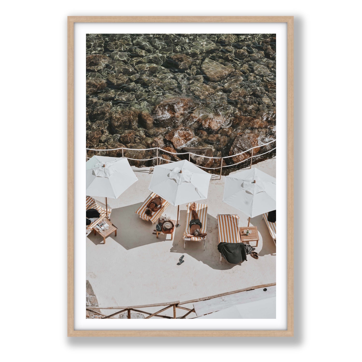 When Harry Met Sally Tuscany coastal wall art Statement fine art print in natural oak frame with matboard