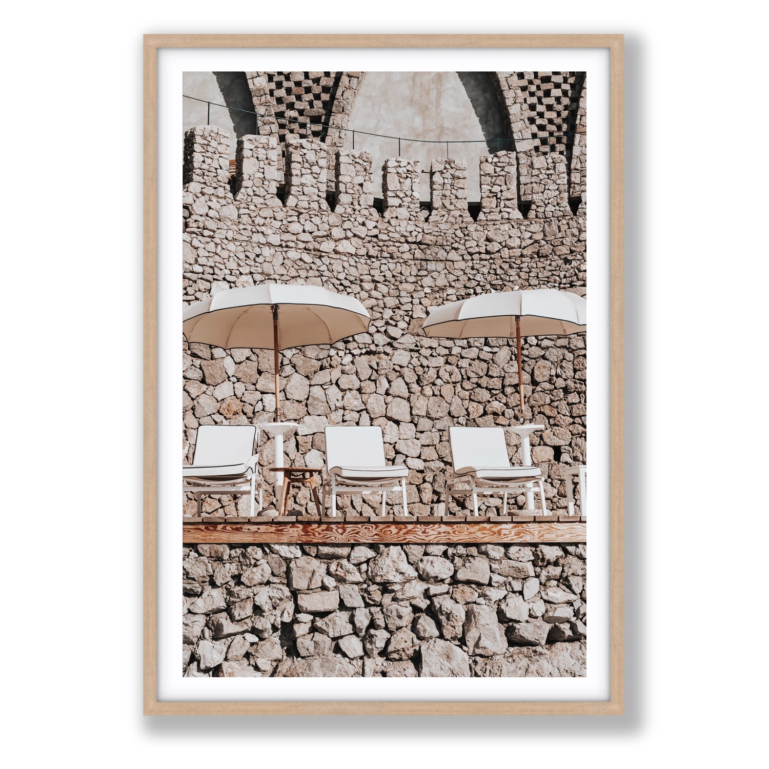 Pietra Amalfitana fine art print, Amalfi, Italy, luxury escapes artwork, Statement, Natural Oak Frame · Matboard, Fine Art Print