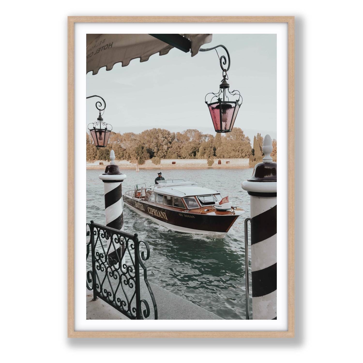 Taxi Shuttle Venice wall art Statement fine art print in natural oak frame with matboard