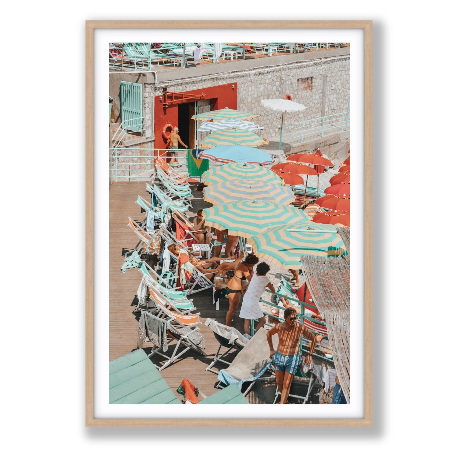 Colourful Canopy fine art print, Capri, Italy, Statement, Natural Oak Frame · Matboard, Fine Art Print