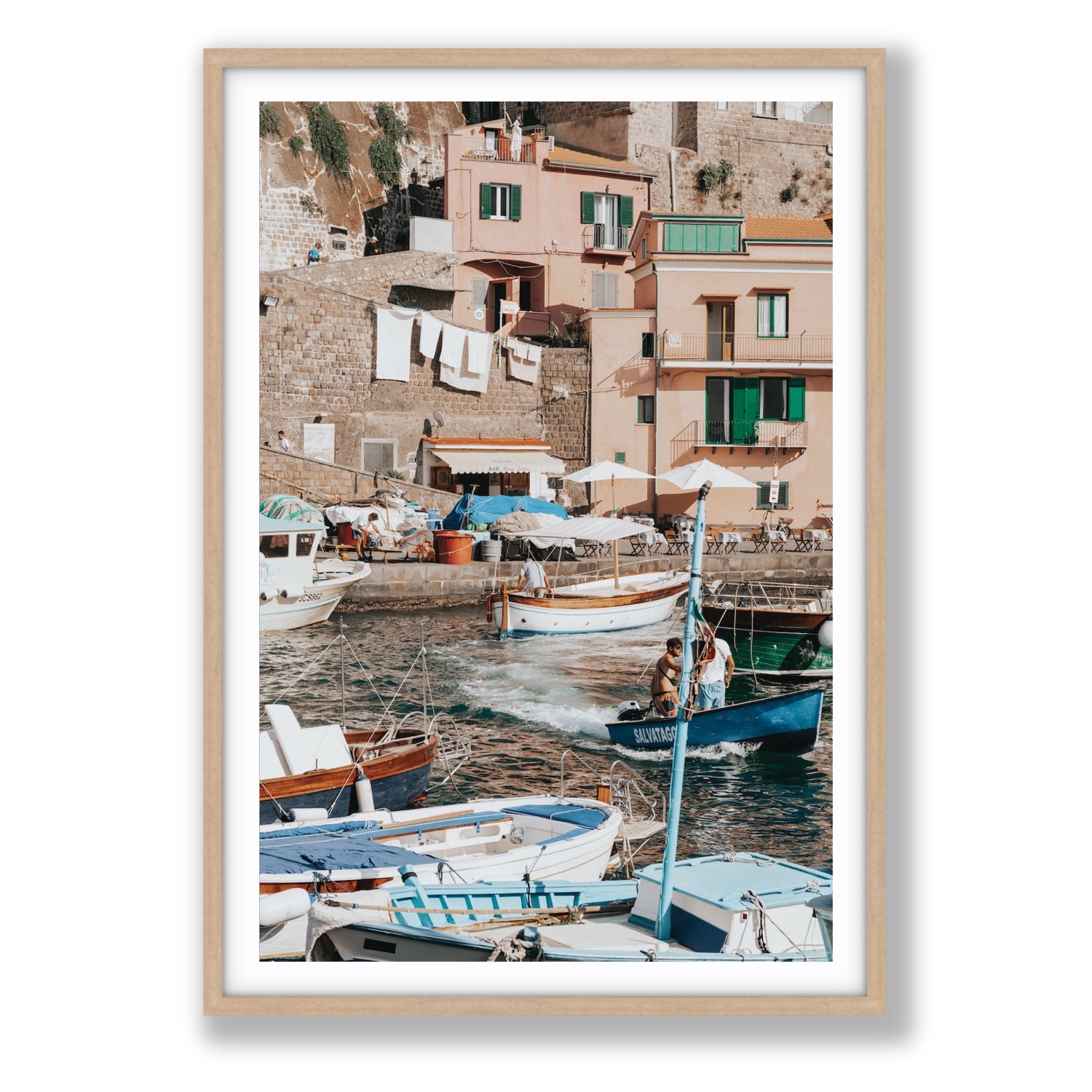 Coastal Carousel fine art print, Sorrento, Italy, Statement, Natural Oak Frame · Matboard, Fine Art Print