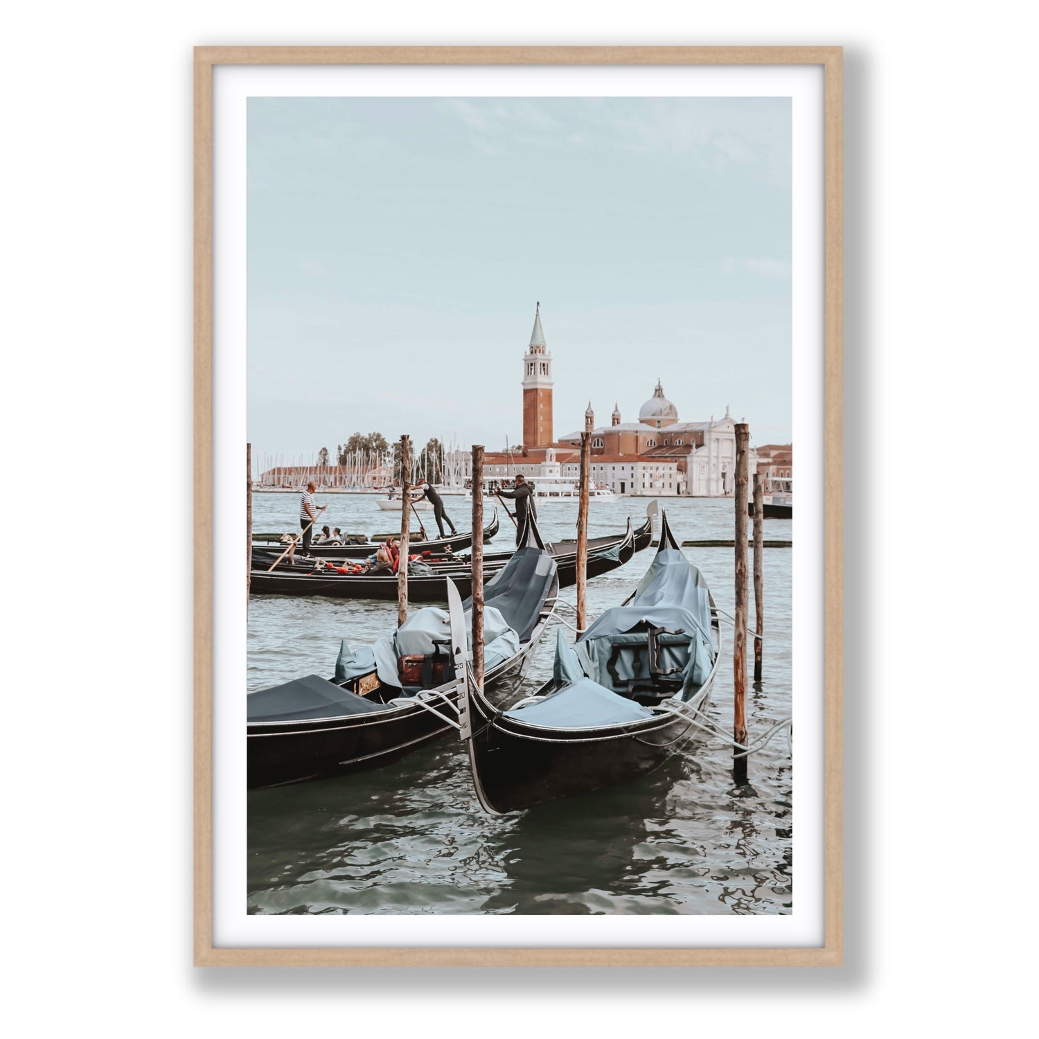 Italian Commute Venice Italian Mediterranean decor wall art Statement fine art print in natural oak frame with matboard