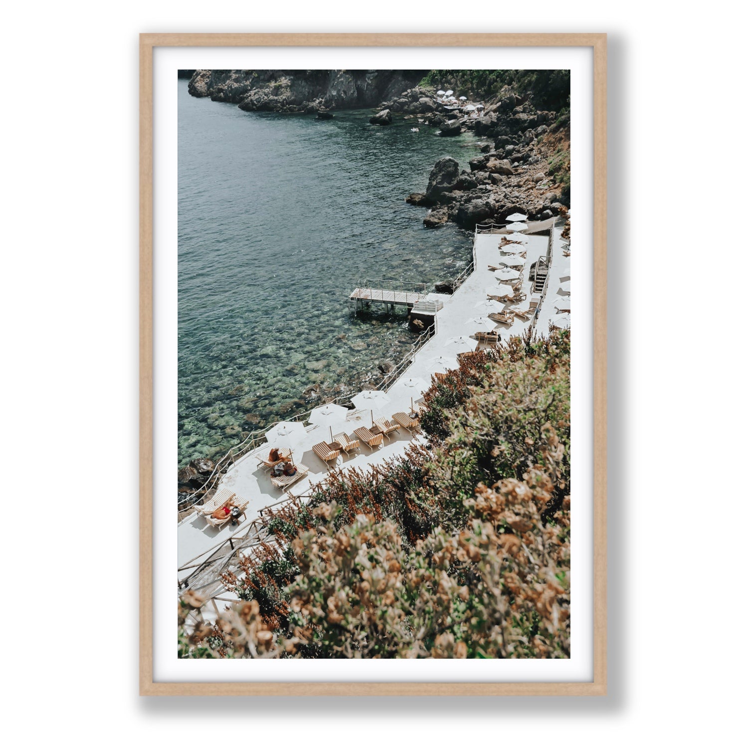 Go Beyond The Postcard Tuscany coastal wall art Statement fine art print in natural oak frame with matboard