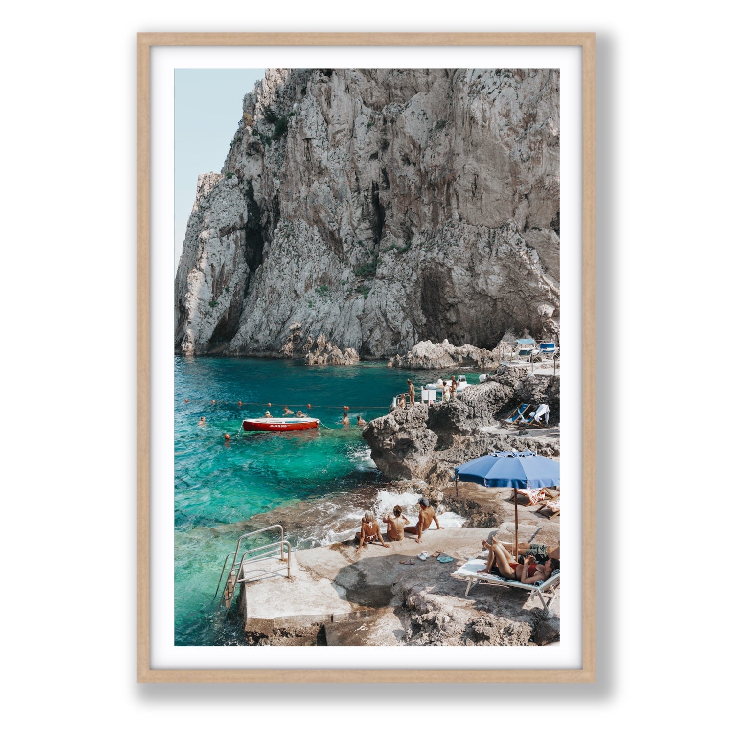 Tranquility fine art print, Capri, Italy, Statement, Natural Oak Frame · Matboard, Fine Art Print